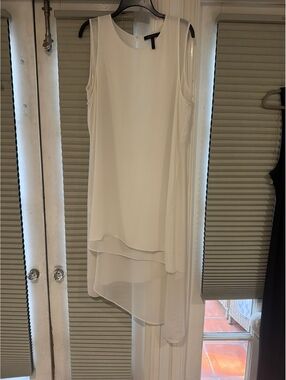 BCBGMAXAZRIA White Sleeveless Asymmetrical Hem Dress Size Large